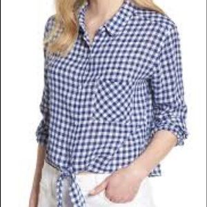 Rails VAL blue gingham linen blend small